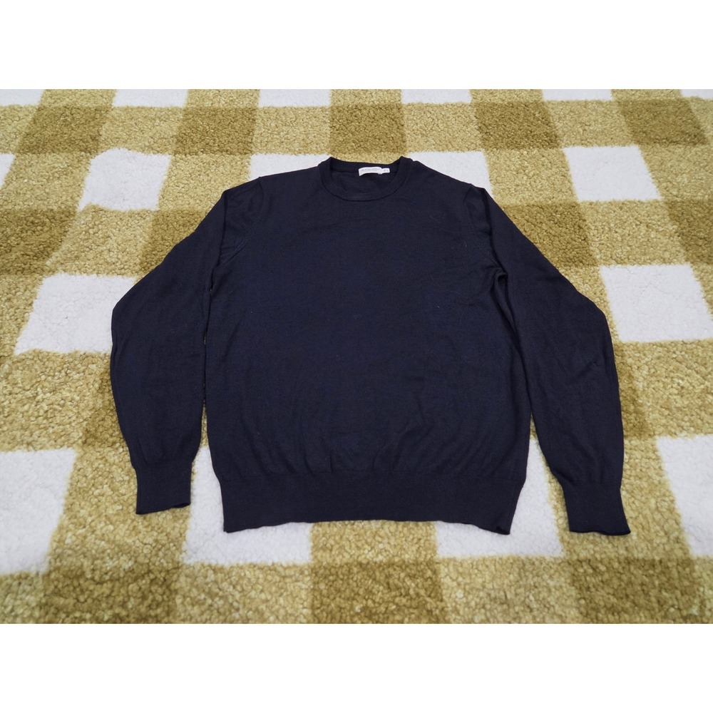 Suitsupply Mens Navy Blue 100% Merino Wool Crewneck Sweater Size M